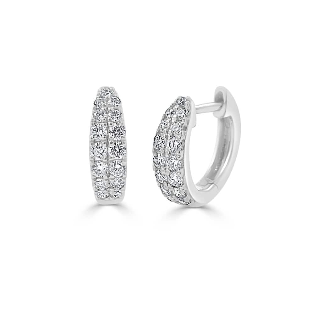 Joelle Collection Diamond Double Row Huggie Earring 14K White Gold 3/8 ct