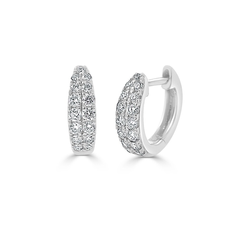 Joelle Collection Diamond Double Row Huggie Earring 14K White Gold 3/8 ct