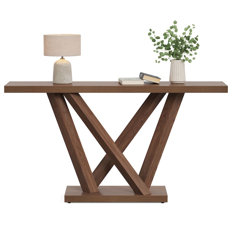63" Farmhouse Entryway Console Table Behind The Couch