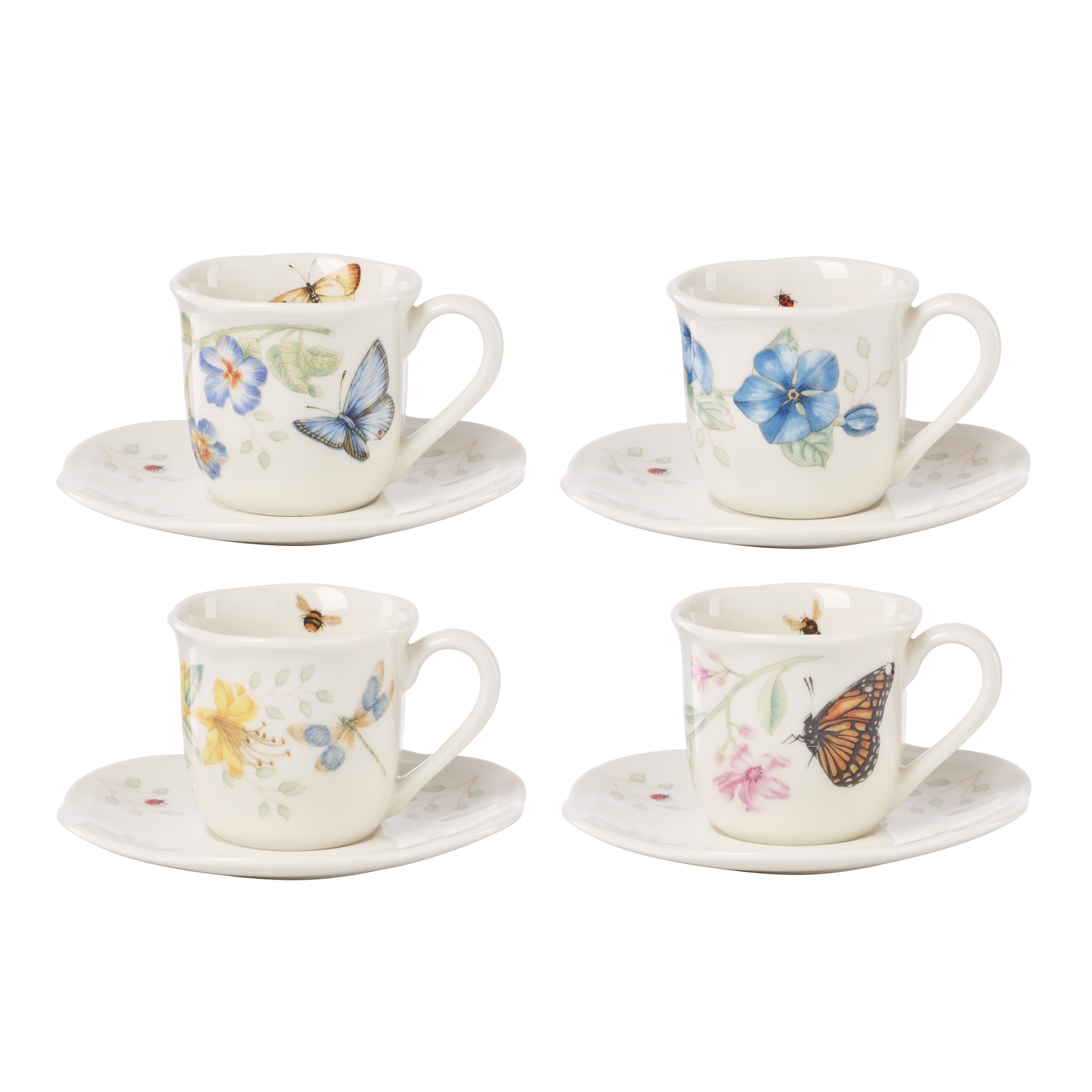Lenox Butterfly Meadow Espresso Cup & Saucer, Set of 4 - 4.75 - On