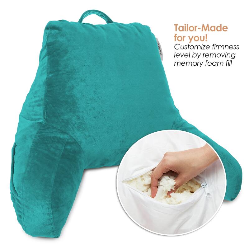 Empyrean Backrest Reading Pillow with Arms - Shredded Memory Foam Back Support Bed Rest Pillow