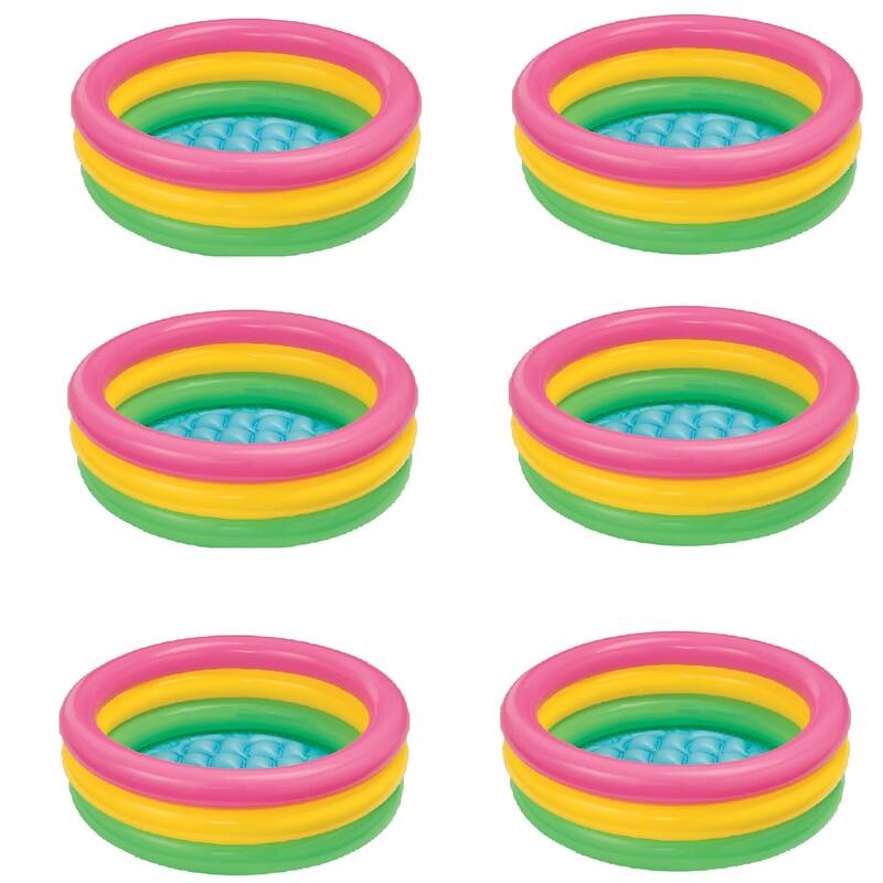 Intex 34in x 10in Sunset Glow Soft Inflatable Baby/Kids Swimming Pool (6 Pack) - 1.3