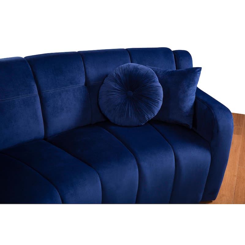 Velvet Symmetrical Modular Legless Curved Floor Sofa - 153"