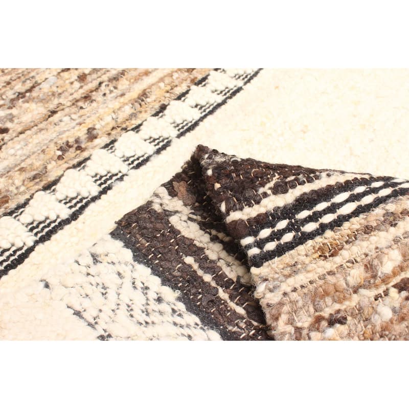 ECARPETGALLERY Braid weave Sienna Brown Wool Rug - 5'4 x 7'11