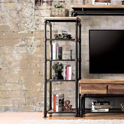 Wini Industrial Black Metal 4-Shelf Pier Shelf by Furniture of America