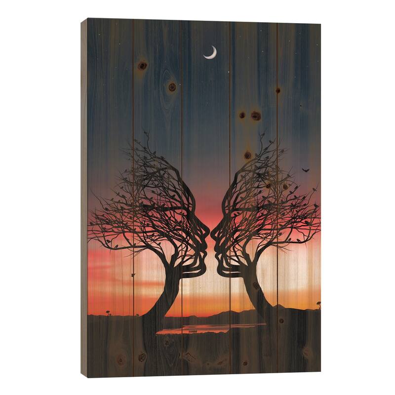Me And You Print On Wood by Abdullah Evindar - Multi-Color - 26x18x1.5