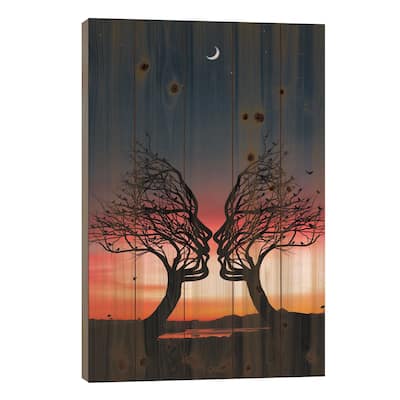 Me And You Print On Wood by Abdullah Evindar - Multi-Color