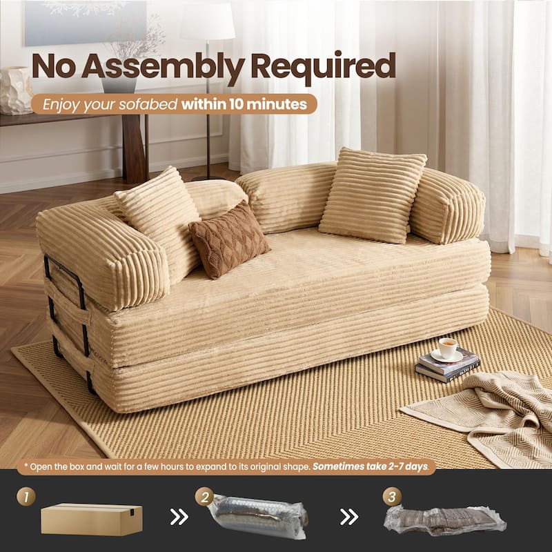 OVIOS Supreme Soft Fluffy Loveseat Sleeper Sofa