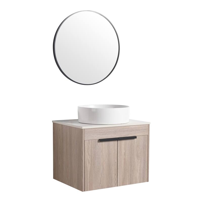 Compact 24-Inch Bathroom Vanity Cabinet with Premium Hardwood Construction, No Ceramic Basin