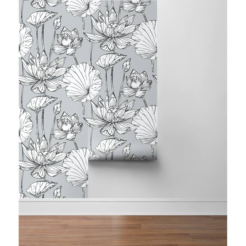 NextWall Lotus Floral Peel and Stick Wallpaper