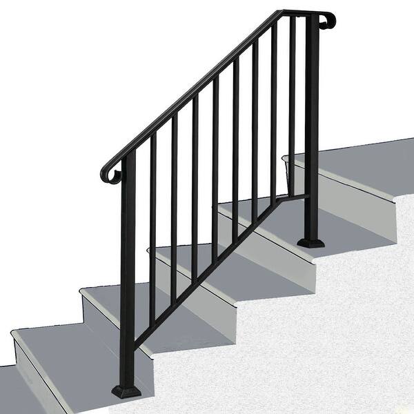 Metal Transitional Handrail Stair Railing Fits Level Surface Fit 3 To 5 Steps Overstock 32531119