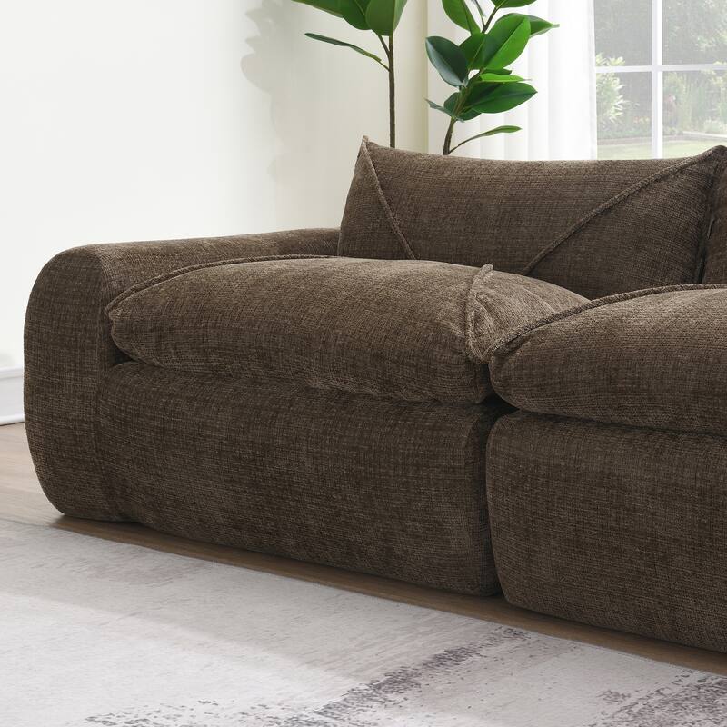 116" Chenille Fully Compressed Sectional Sofa with High-Density Foam, and 6-Seater Modular Cloud Couch