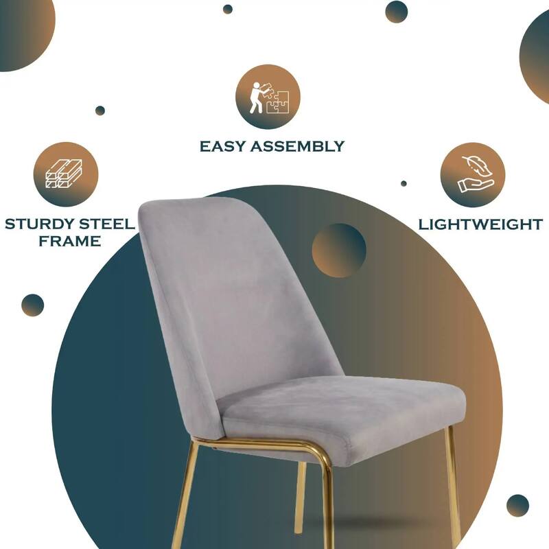 Lumen Modern Upholstered Kitchen Dining Chair with Gold Steel Legs Ergonomic Accent Chair