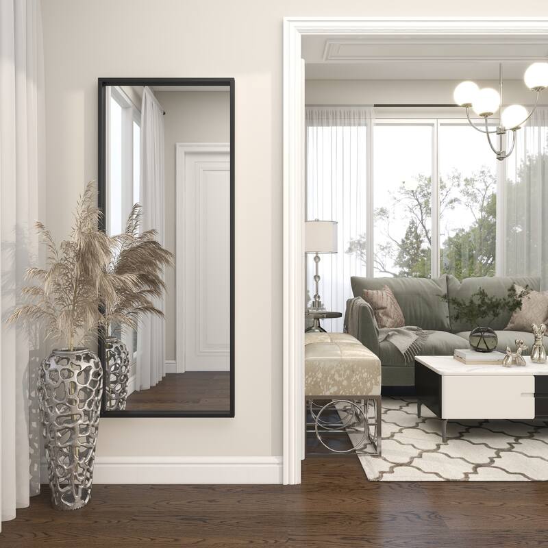 Metal Tall Floor Mirror - Black - Roche River Decor
