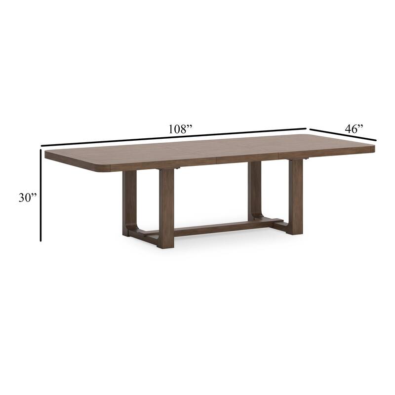Cabal Dining Table, Extendable 84-108 Inch Top, Farmhouse Brown Wood