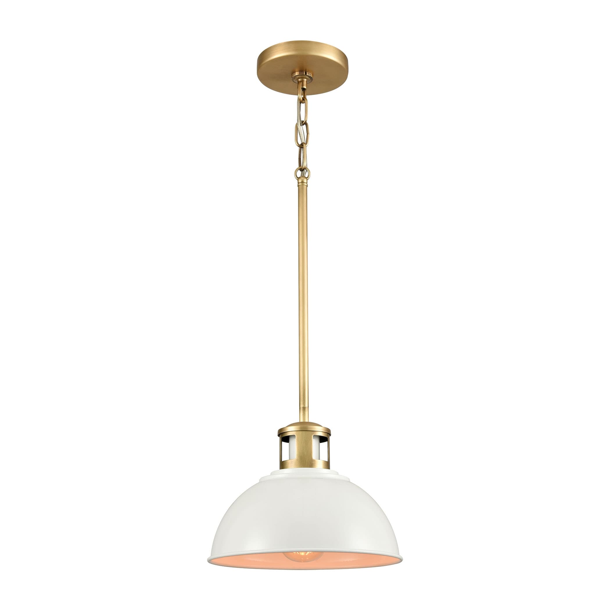 Elk Home Lyndon White With White Metal Shade 1 Light Pendant