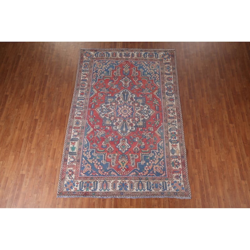 Bakhtiari Persian Vintage Area Rug Handmade Wool Carpet - 6'10"x 10'1"