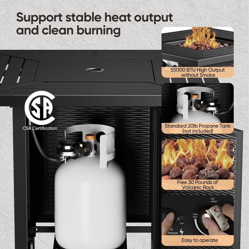 Gymojoy 4-Piece Outdoor Fire Pit Set with 2 Swivel Chairs & Side Table for Patio, Deck, Garden