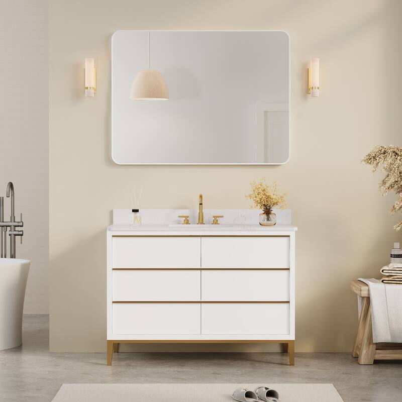 Modern Bathroom Wall Mounted Anodized Aluminum Framed Wall Vanity Mirror