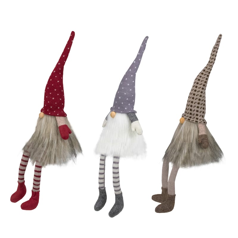Sitting Christmas Gnomes with Dangling Legs - 20" - Set of 3