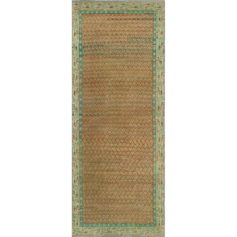 Vintage Distressed Mashardi Rust/Beige Runner - 3'9" x 9'1"