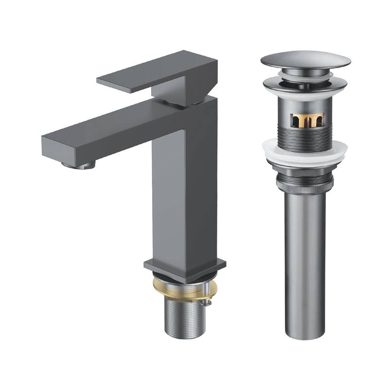 Fine Fixtures Modern Single Hole Bathroom Sink Faucet with Pop-up Drain and Strainer Basket