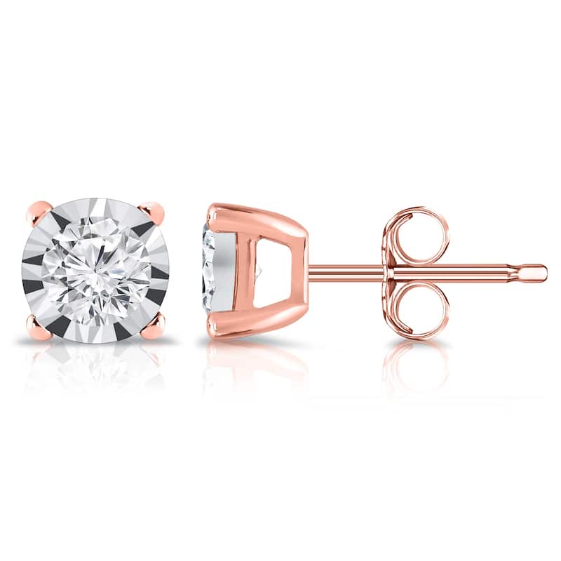 Auriya 14k Gold 5/8ctw Round Diamond Stud Earrings (G-H, I1-I2) - Rose
