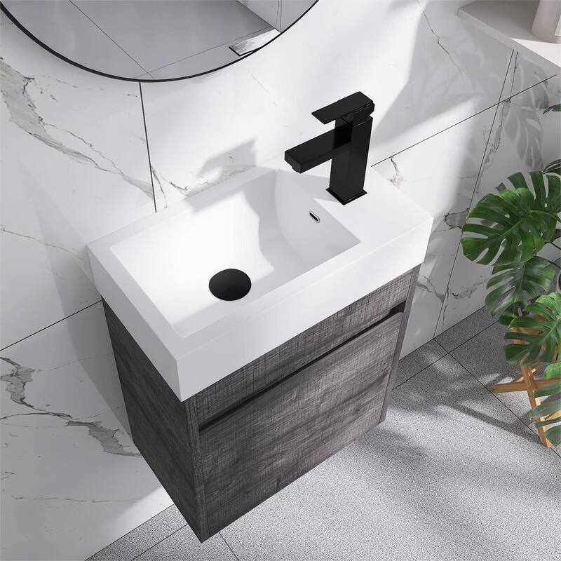 Bathroom Vanity With Sink In 16/18/23 Inch, Floating/Freestanding Bathroom Vanity With Soft Close Door