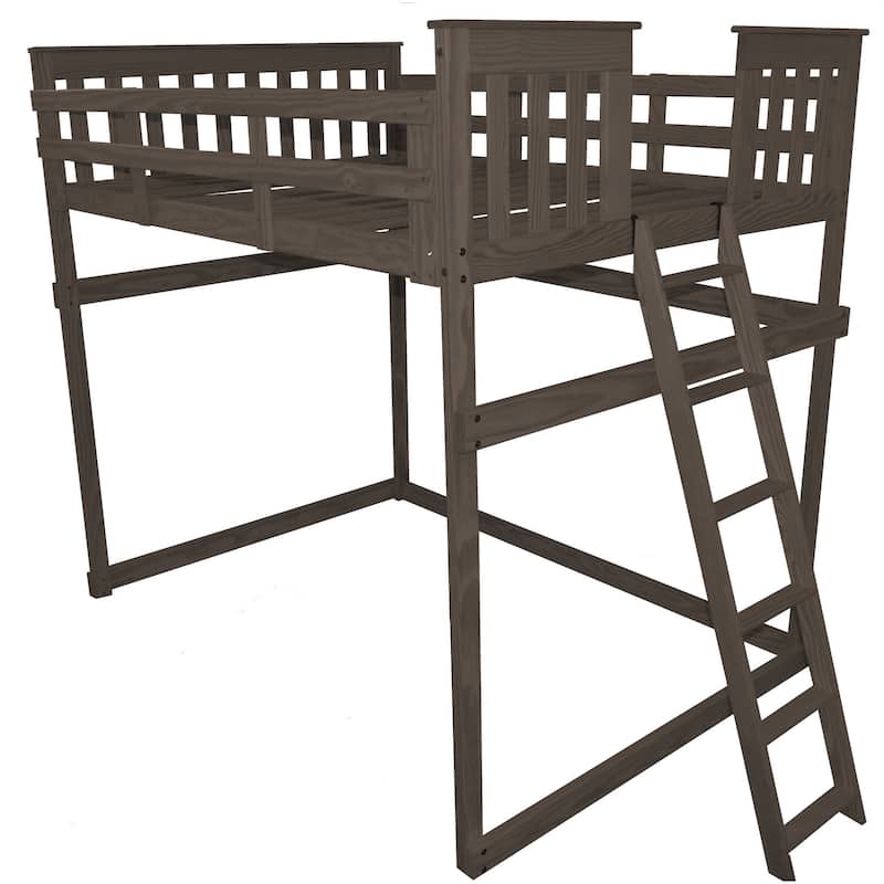 Pine Full Mission Loft Bed with End Ladder - Homestead Stain