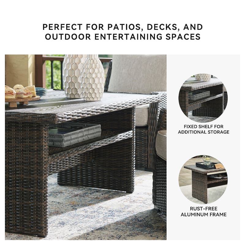 Signature Design by Ashley Brook Ranch Brown Outdoor Multi-use Table - 59" W x 35.5" D x 27.38" H