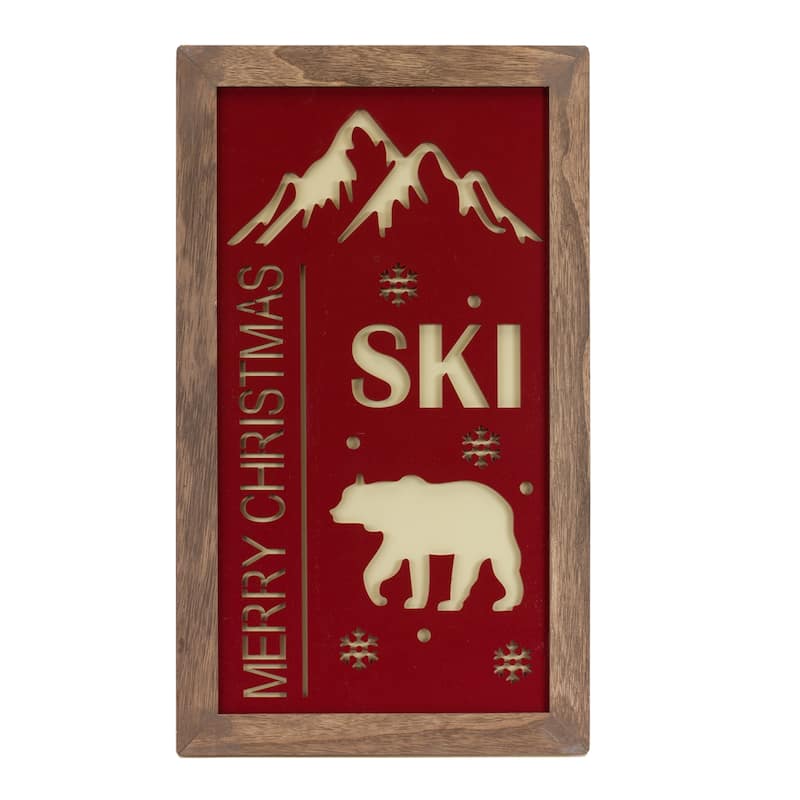 Ski Lodge Rectangular Christmas Wall Plaques - 20.75" - Set of 3