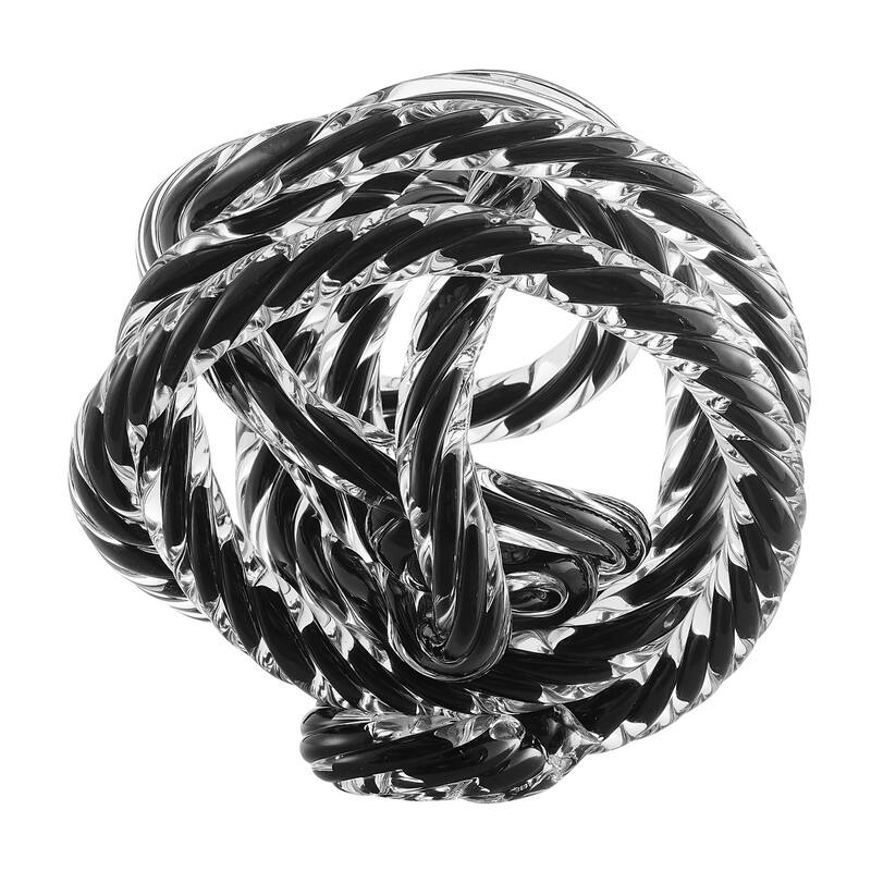 Abstract Style Knotted Rope Sculpture - 6" - Black and Clear
