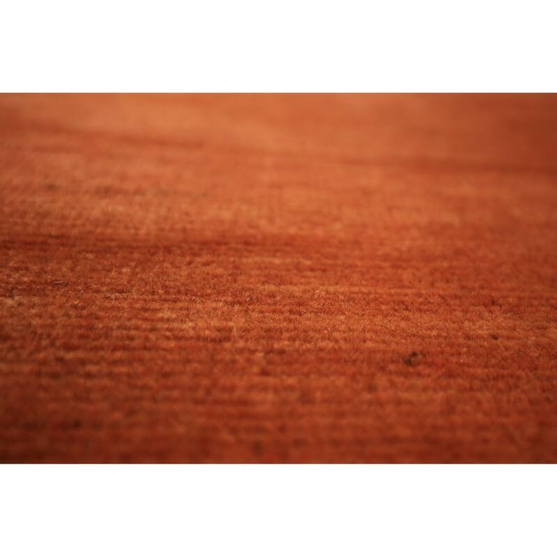Orange Modern Gabbeh Area Rug Handmade Wool Carpet - 8'9" x 11'7"