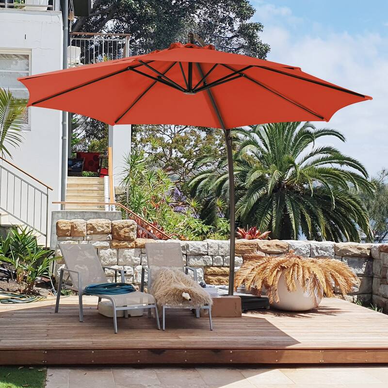 10 ft.Aluminum Curvy Cantilever Offset Hanging Patio Umbrella With Sandbag Base - Orange