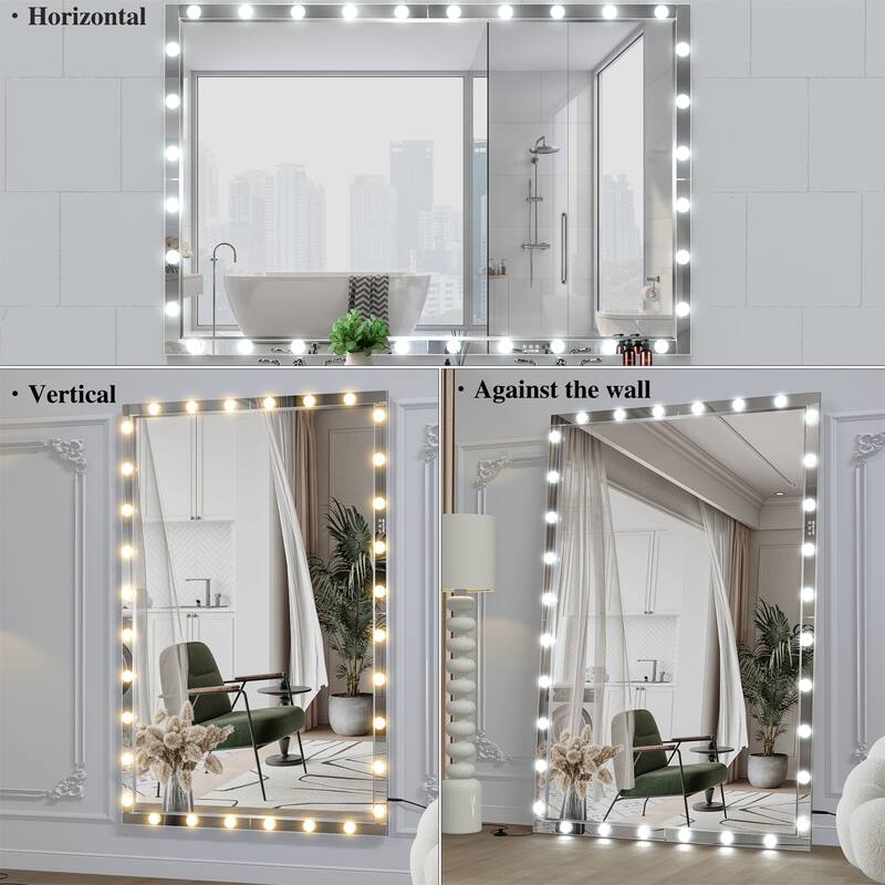 Large Full Length Vanity Mirror with 3 Color Mode Lights