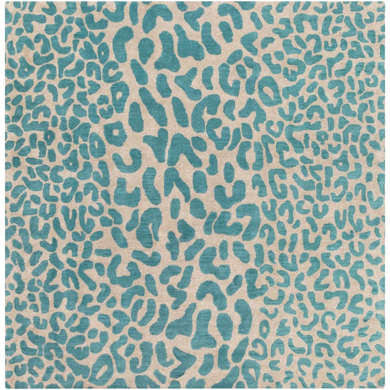 Hand-tufted Jungle Animal Print Square Wool Area Rug