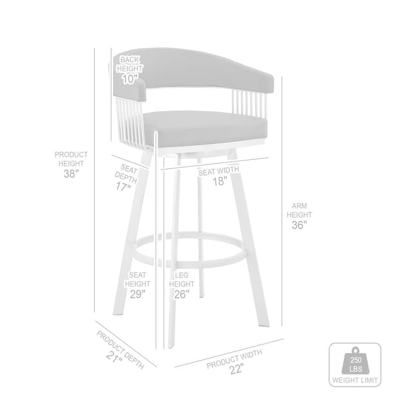 Bronson Faux Leather Upholstered Metal Swivel Bar or Counter Stool