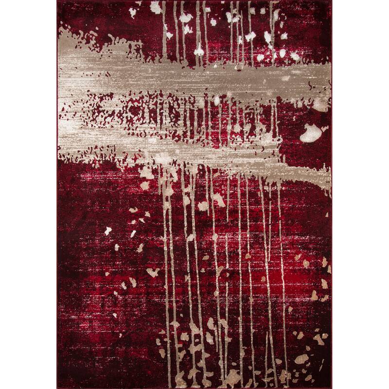 Momeni Monterey Polyester Blend Contemporary Abstract Area Rug - 2' x 3' - Red - Runner/Rectangle