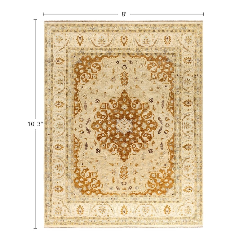 Oushak One-of-a-Kind Hand-Knotted Area Rug - Beige, 8' 0" x 10' 3" - 8' 0" x 10' 3"
