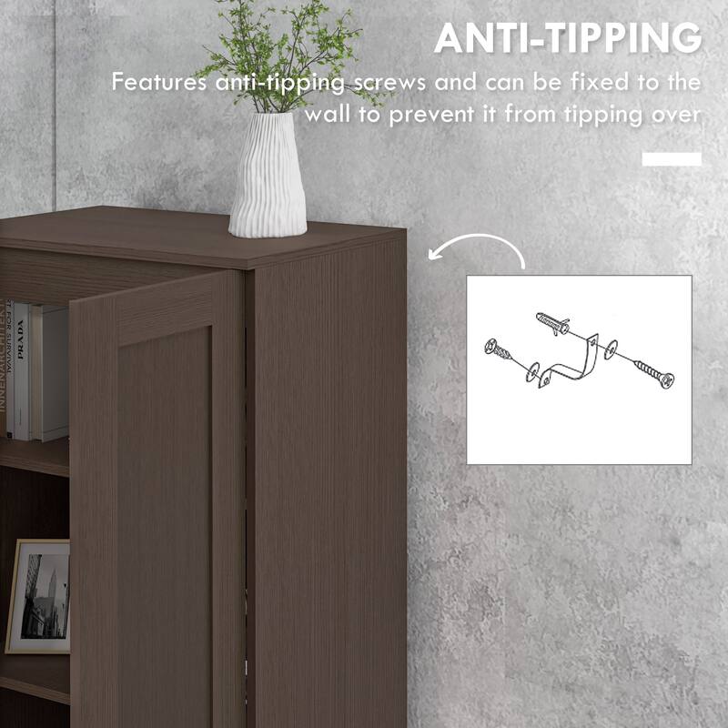Modern Storage Cabinet with Adjustable Shelves Soft Close Door Anti Tipping Durable Particleboard for Home and Office