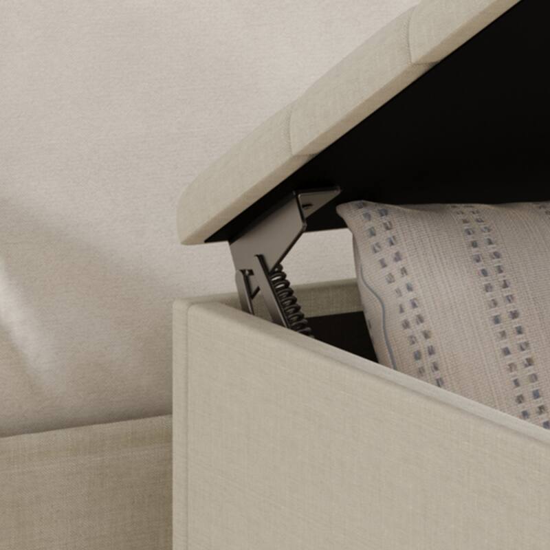 CraftPorch 2 Piece Bedroom Set in Transitional Linen Button Tufted Upholstered Bed
