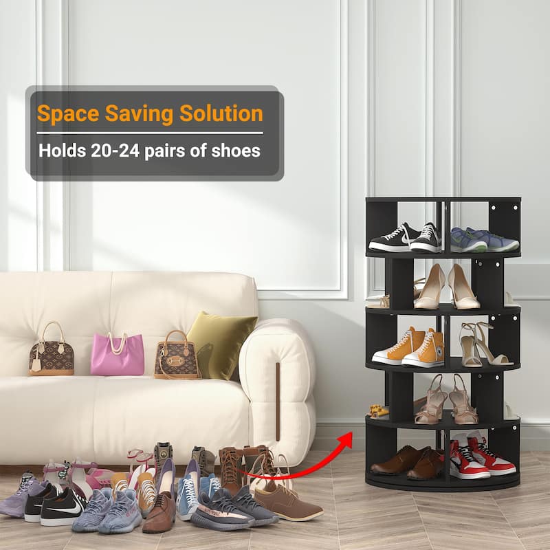 Cimly 7-tier Rotating Shoe Rack Tower, 32-pair Spinning Display Round Shoe Organizer for Closet