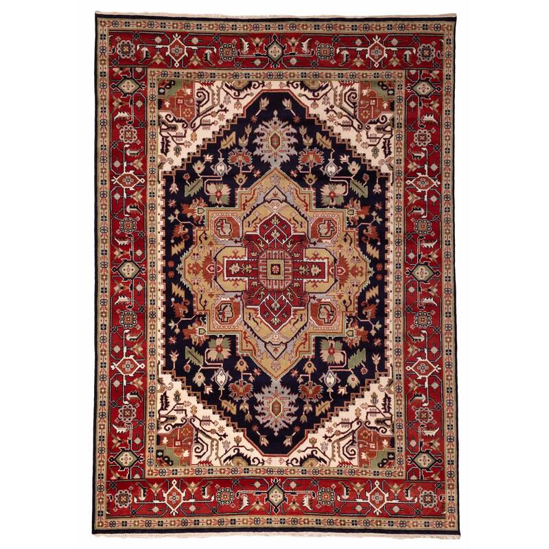 ECARPETGALLERY Hand-knotted Serapi Heritage Dark Navy Wool Rug - 9'11 x 13'9