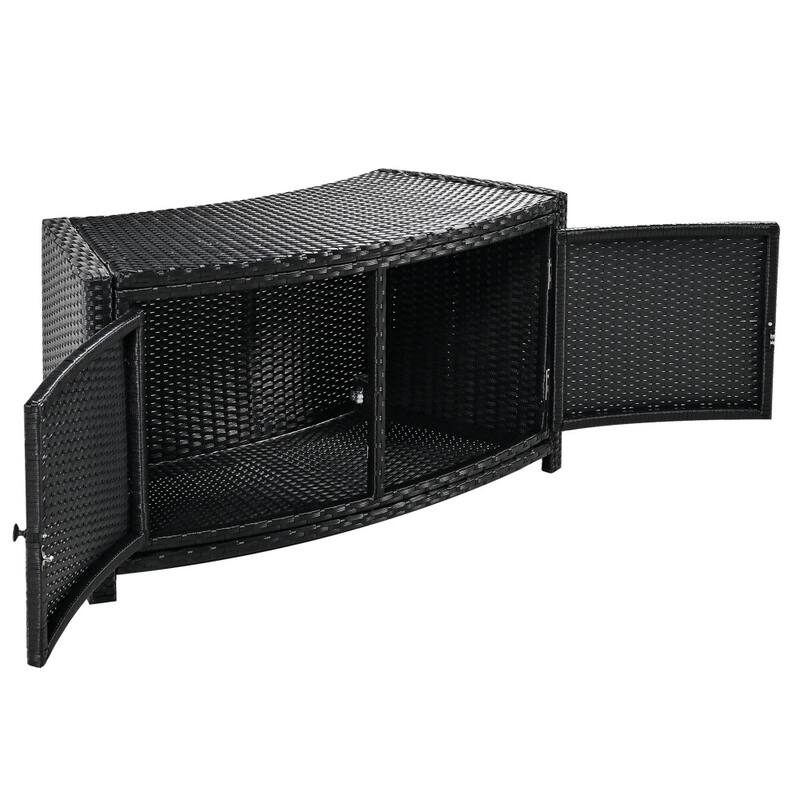 Surround Patio Rattan Sofa Set with Storage Spaces and Comfortable Cushion