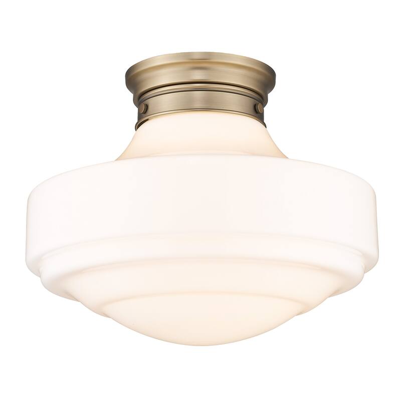 Ingalls Large Semi-Flush - Modern Brass with Vintage Milk Glass