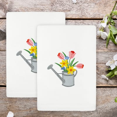 Authentic Hotel and Spa Spring Watering Can Turkish Cotton Hand Towels (Set of 2)