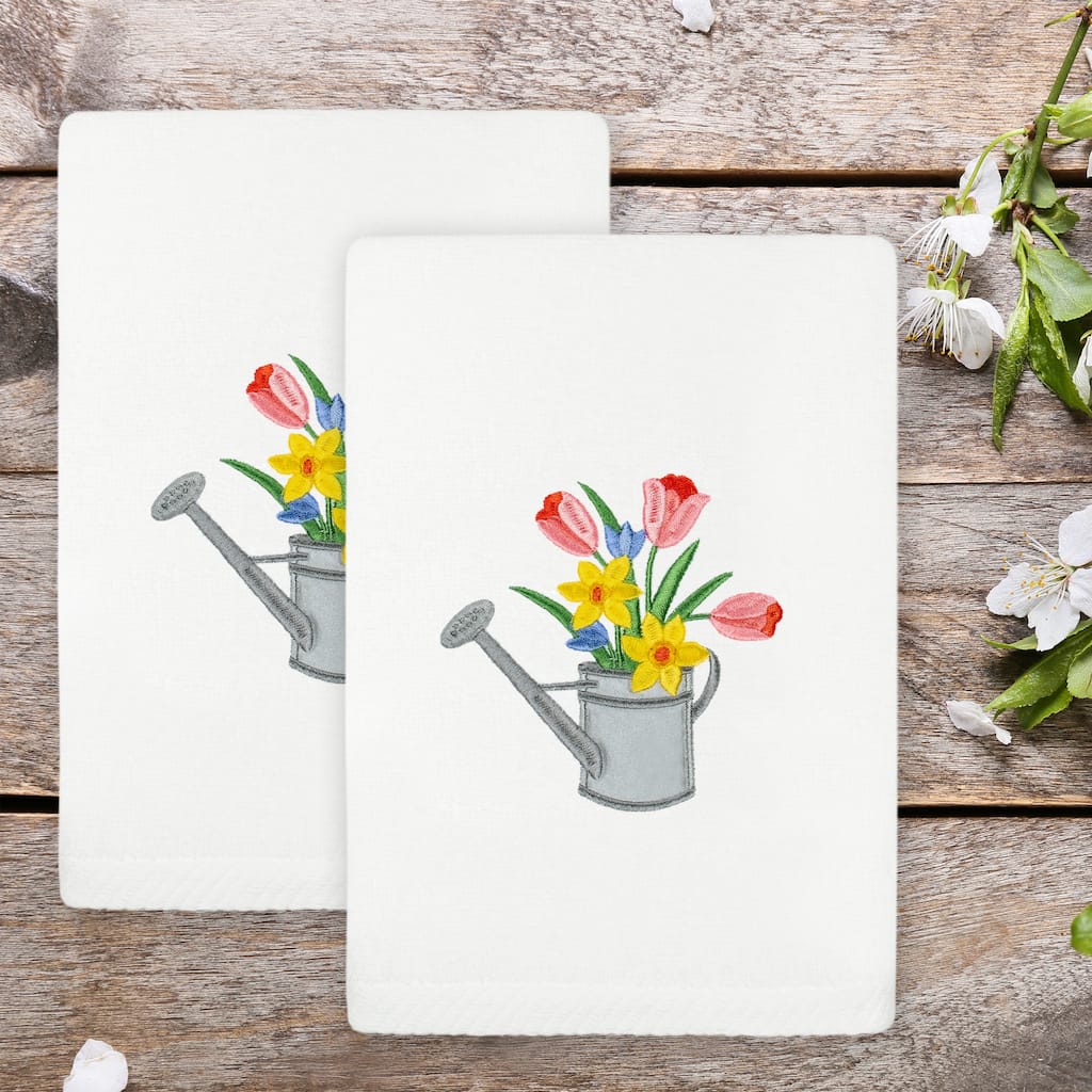 Authentic Hotel and Spa Spring Watering Can Turkish Cotton Hand Towels (Set of 2)