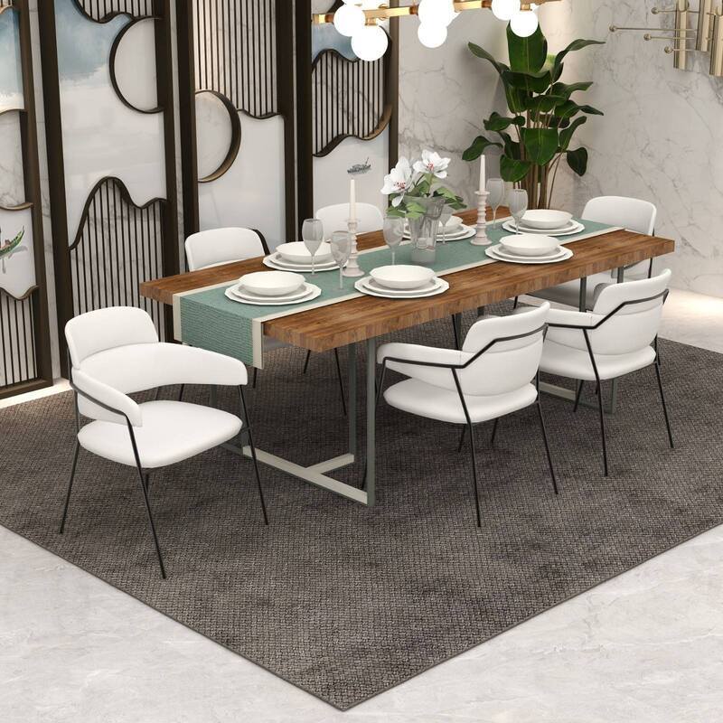 LeisureMod Set of 2 Axis Upholstered Dining Chairs with Black Stainless Steel Legs, Modern Side Chair for Kitchen Home Office
