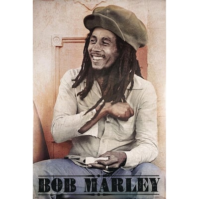 Bob Marley Spliff Roller Art Poster - 24 x 36 Inch