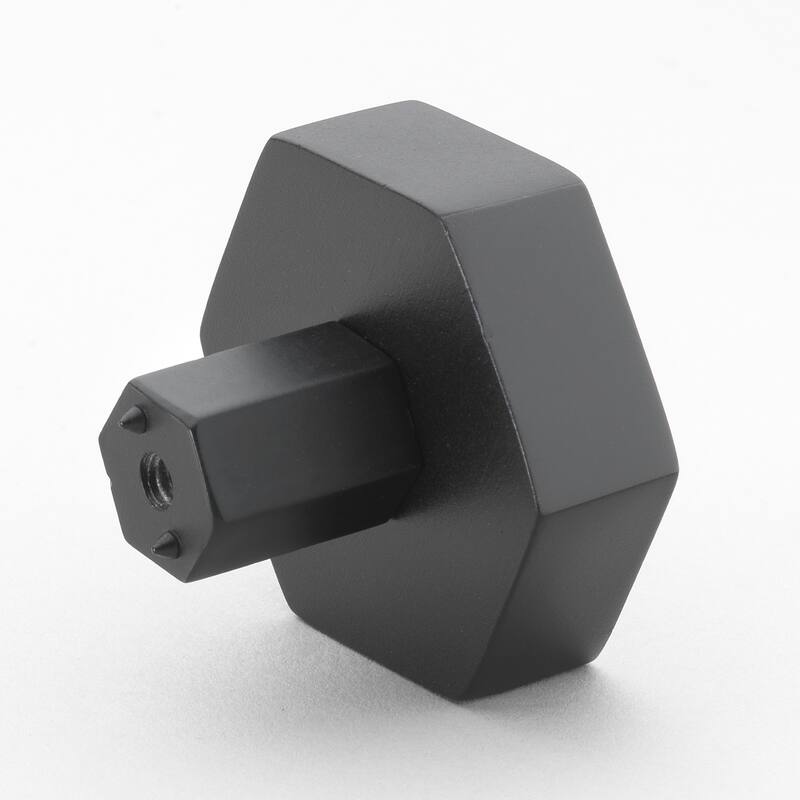 GlideRite 5-Pack 1-1/2 Inch Solid Hexagon Cabinet Knob Matte Black